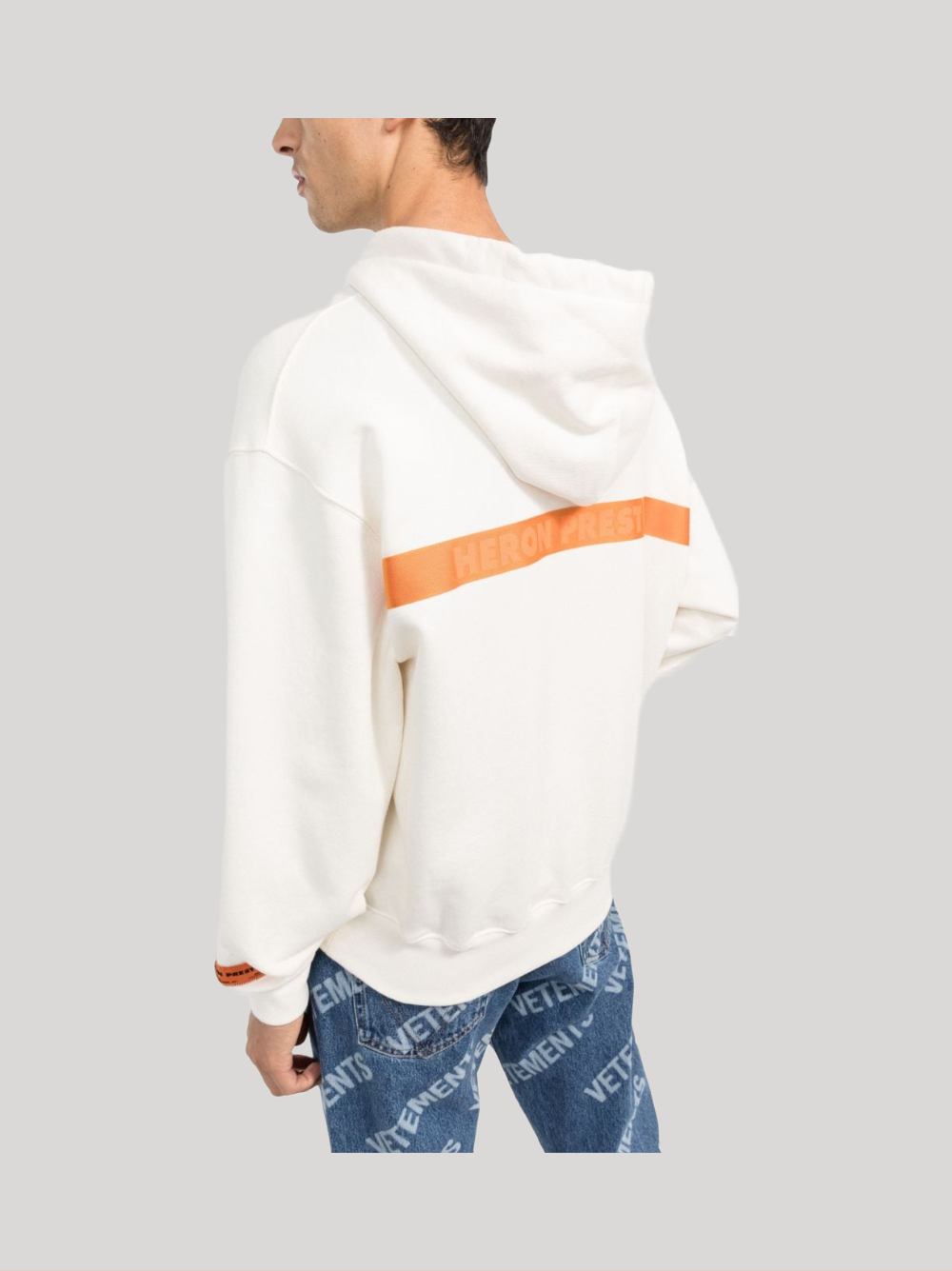 HERON PRESTON LOGO TAPE PRINT HOODIE